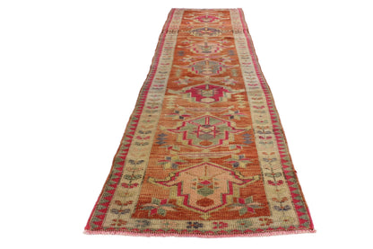 3x11 Oushak Turkish Vintage Runner, Hallway Floor Carpet Runner Rug, Eclectic Decor, Kitchen, Entryway ,Runner, 5737