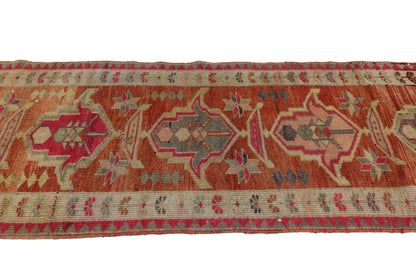 3x11 Oushak Turkish Vintage Runner, Hallway Floor Carpet Runner Rug, Eclectic Decor, Kitchen, Entryway ,Runner, 5737