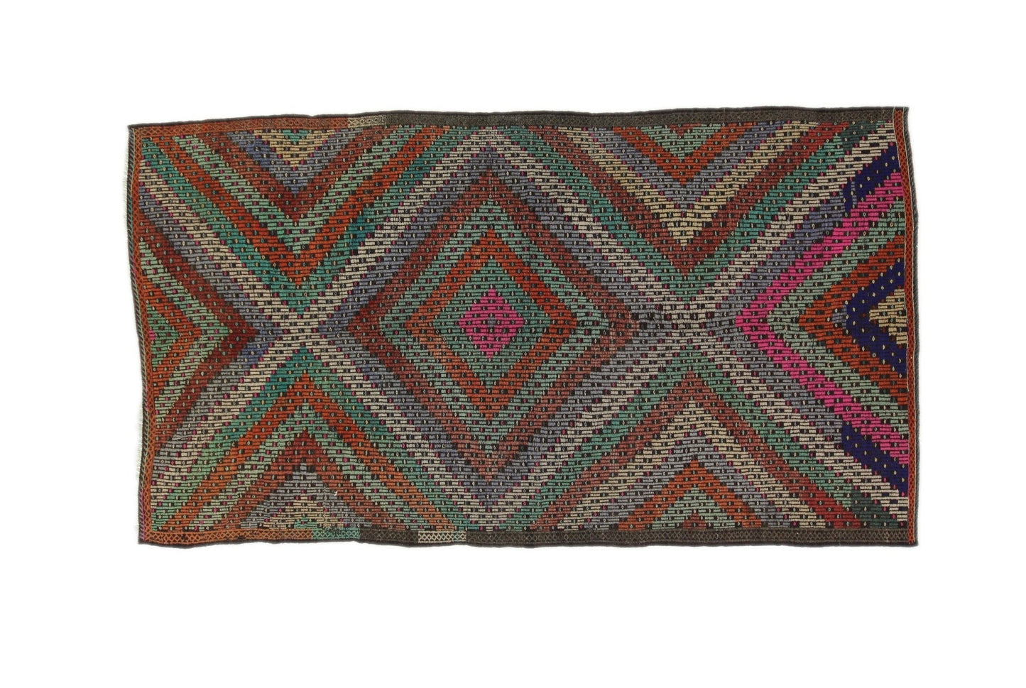 7x11 Bohemian Turkish Area Vintage Floor Handmade Antique Old One of a kind Eclectic Kilim Rug, 8143