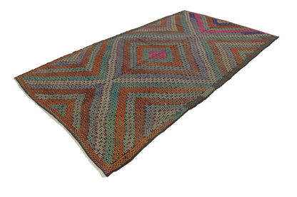 7x11 Bohemian Turkish Area Vintage Floor Handmade Antique Old One of a kind Eclectic Kilim Rug, 8143