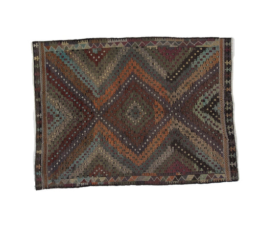 Kilim rug Terracotta, Turkish Kilim rug Eclectic ,One of a kind Vintage Kilim Rug ,Handmade Kilim Rug, Area Rug 7x9, KiLİM RUG 7x9, 8179