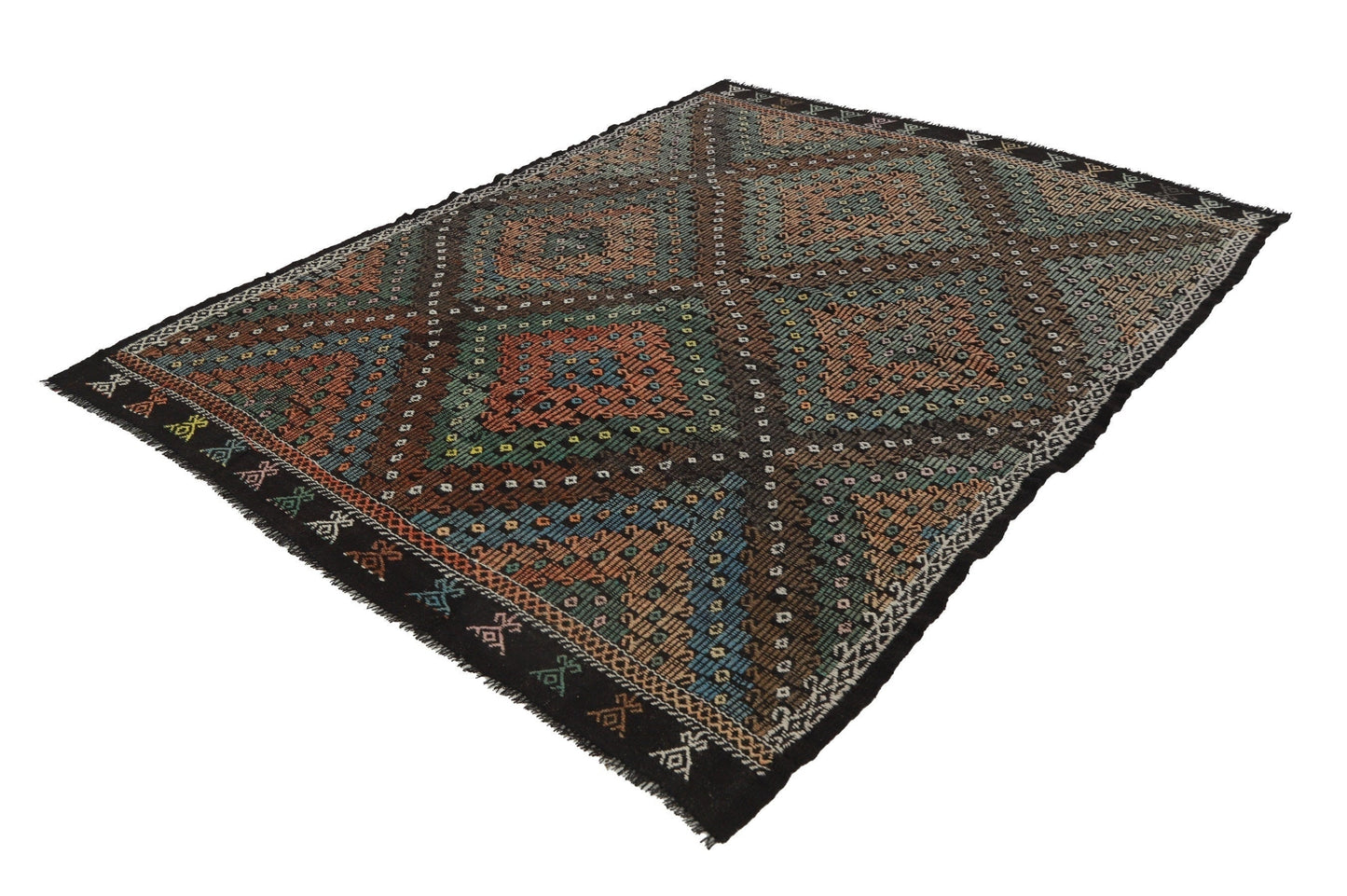 7x10 Handmade Kilim Vintage Area Primitive Unique Old Antique Turkish Kilim rug , 8191