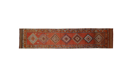 Orange Runner rug ,Faded runner rug, Turkish Oushak Vintage runner rug, 3x12 Rug runner, Farmhouse decor, Kitchen rug, 7773