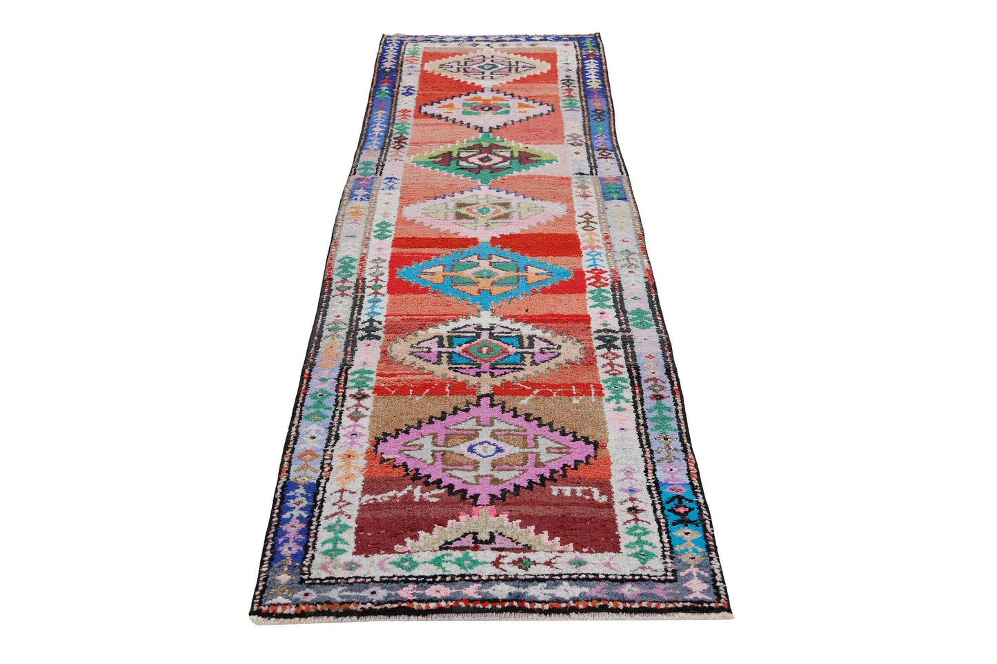 3x9 Runner rug ,Turkish Oushak Vintage Runner Rug, Eclectic Fine Aztec Runner rug, Hallway Boho Kitchen rug, One of a kind, Rug Runner, 7230