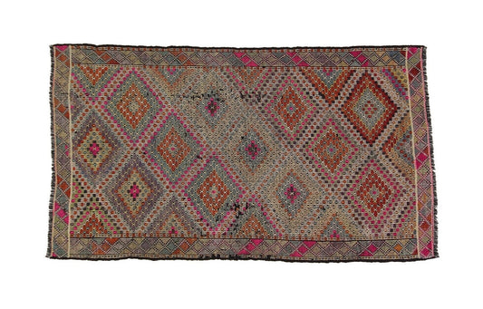 Turkish Vintage Kilim Rug, Handmade Area Kilim Rug, Sun muted Flat weave Rug, 6x9 Kilim Rug, Eclectic Decor Rug, 8119